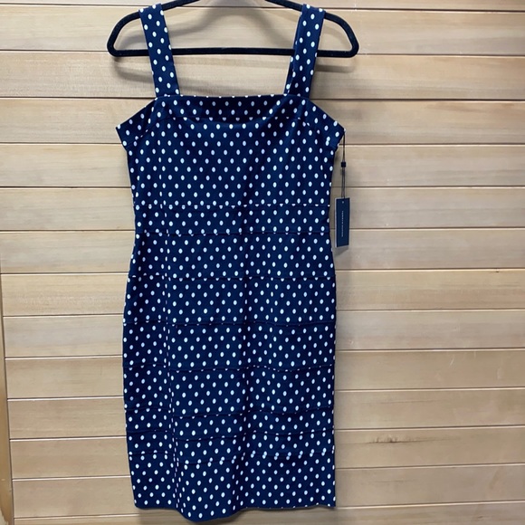 Tommy Hilfiger Dresses & Skirts - NWT Tommy Hilfiger MIDI Bodycon Navy and White Polka Dot Dress